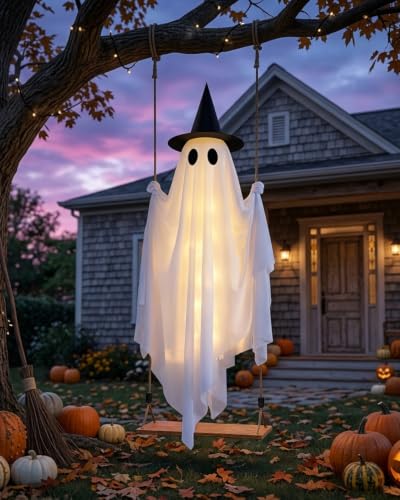 5FT LED Light-Up Halloween Ghost Swing with Remote Control