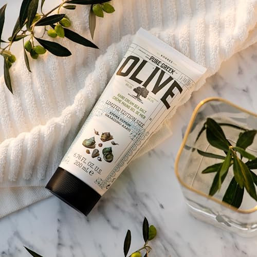 KORRES Olive Body Lotion for Dry Skin, Moisturizer Cream with Vitamin E, Aloe and Pure Greek Olive Oil for Body Care, Hydrating and Nourishing for Smooth, Supple Skin, Sea Salt Scented, 6.76 fl oz