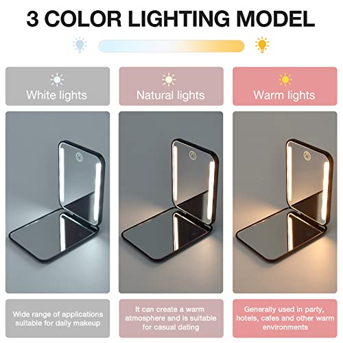 Kintion LED Lighted Pocket Mirror 1X/3X Magnification