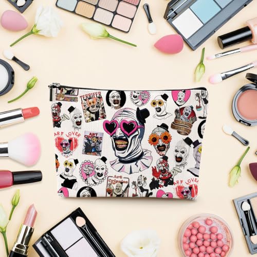 Scary Clown Cosmetic Bag Small Makeup Bag Horror Movie Lover Gifts for Women Girls Horror Film Lovers Fans Travel Toiletry Makeup Organizer Zipper Pouch