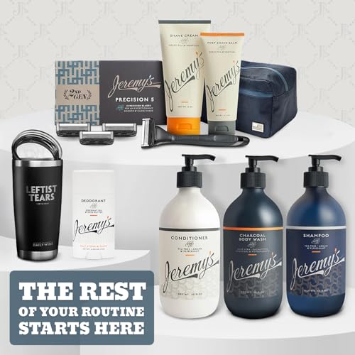 Jeremy¡¯s Razors Shaving Cream for Men - All Natural Shave Cream With Green Tea & Menthol - Rich Lather For Face, Body, Head, Travel, Sensitive Skin & Razor Burn - Men's Grooming (Made in USA, 6 Fl Oz)