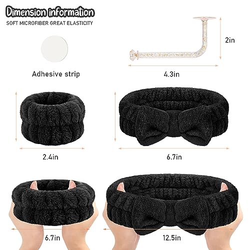 CERETIA Spa Headband & Wristband Set - 7pc Microfiber