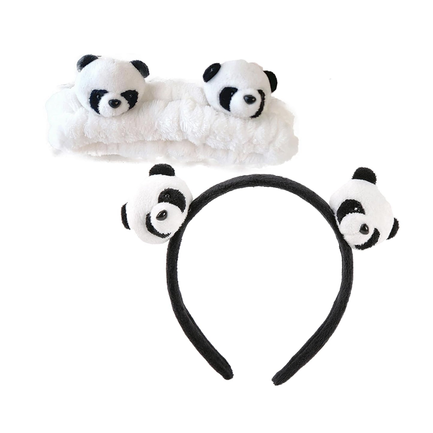 LOTUSTAR 2Pcs Makeup Headband Cute Panda Skincare Hair Bands Makeup Spa Face Wash Headband