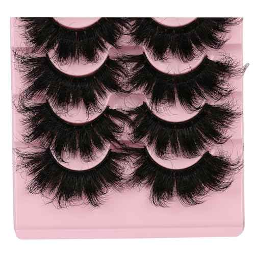 Gmagictobo False Eyelashes Dramatic 25MM Lashes 3D Faux Mink Lashes Wispy Pack Long Thick Volume Soft Strips False Lashes 8 Pairs Multipack