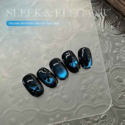 GAOY Blue Glassy Cat Eye Gel Nail Polish, 16ml Holographic Glitter Jelly Nail Polish with Magnet, Reflective Translucent UV Gel for Manicure Art DIY, 3331 Azure Aurora