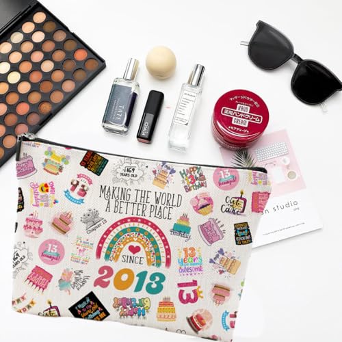 NONETH 13th Birthday Makeup Bag - Trendy 2013 Double-Sided Cosmetic Travel Pouch, Gift for Girls
