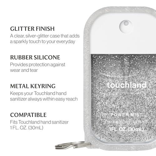 Touchland Frosted Sparkle Hand Mist Case with Keyring - 1 FL OZ, Pack of 1
