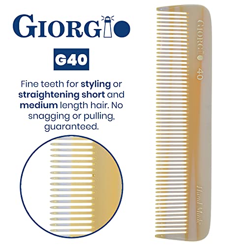 Giorgio Beard Combs Set - Handmade Ivory Beard Combs Kit for Facial Grooming - Includes Fine and Wide Tooth Pocket Dresser Comb + Fine Tooth Straightening and Mini Mustache Comb
