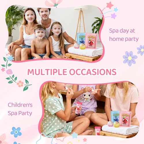 60PCS Spa Party Favors Kit Include Face Masks Skincare,Hand Masks,Lip Mask,Under Eye Patches,Lip Balm,Foot Bath Bombs,Hand Cream,Spa Sleepover Party Supplies for Christmas