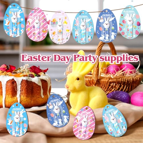 Loopeer 36 Pcs Easter Gifts Bulk Bunny Lip Balm Beeswax Moisturizing 0.18 oz Spring Basket Stuffers Christian Church Party Favors Easter Egg Goodie Bag Fillers for Women Adult Employee Coworker