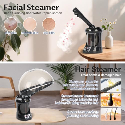 2-in-1 Hair and Face Steamer with Ozone – Personal Care at Home or Salon