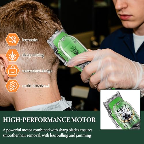 Hair Clippers for Men, 4 Pcs Professional Cordless Rechargeable Transparent Plastic Clipper Set Body Trimmer Electric Razor for Men Nose and Ear Hair Trimmer with Bag, Men's Birthday Easter Gifts