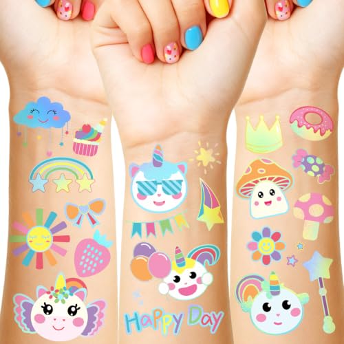 Unicorn Temporary Tattoos for Kids - 90+ Glitter Stickers