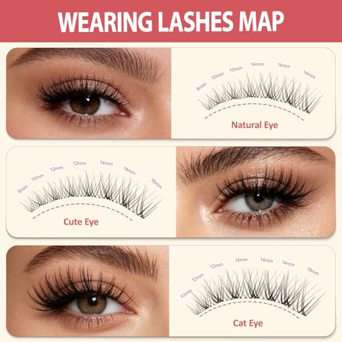 LAVONE Lash Clusters 140 Pcs D Curl DIY Eyelash Extensions