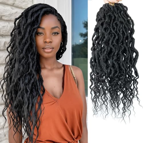 Faux Locs Crochet Hair For Women Soft Locs 18 Inch Goddess Crochet Hair Curly Ends Dreadlocks Boho Style Synthetic Braiding Hair Extensions