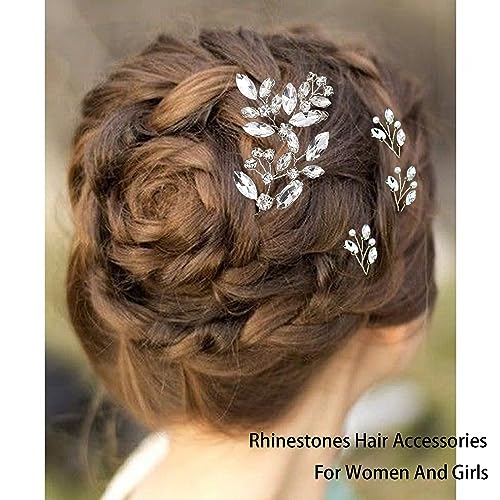 Silver Crystal Bridal Hair Pins - 5 Piece Set