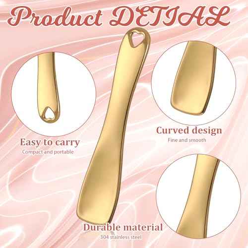 3 PCS Mini Metal Makeup Spatula, Reusable Skin Care Cosmetic Spatula Facial Applicator Tool Beauty Spatula Cosmetic Spatula for Face Mask Cream Lotions Moisturizers(Silver Gold Rose Gold)
