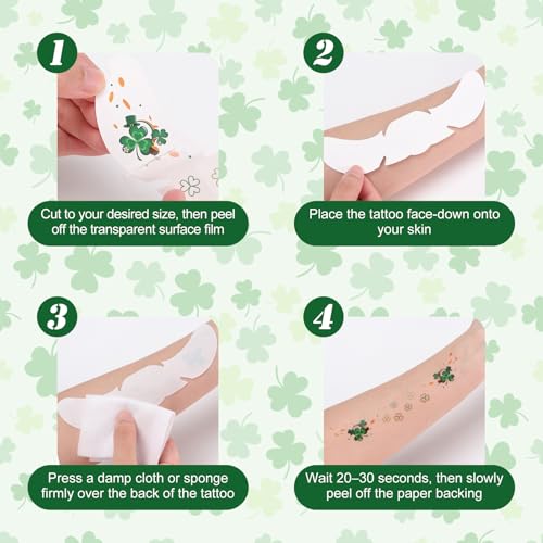Green Glitter Face Tattoos, 12-Piece St. Patrick's Day Waterproof Stickers