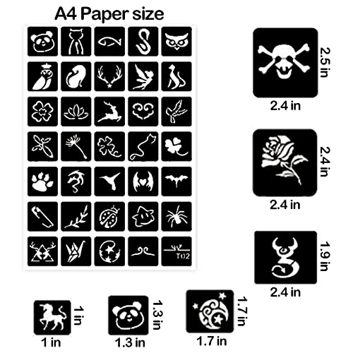 761pcs Temporary Tattoo Stencils, 20 Sheets Face Body Paint Henna Stencils Kit, Glitter Tattoo Stencils for Man Women Birthdays Halloween Christmas Party Favor Supplies