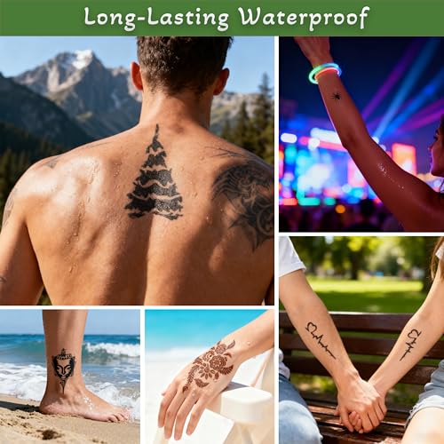 80 Pcs Temporary Tattoo Kit with Stencils & Cones