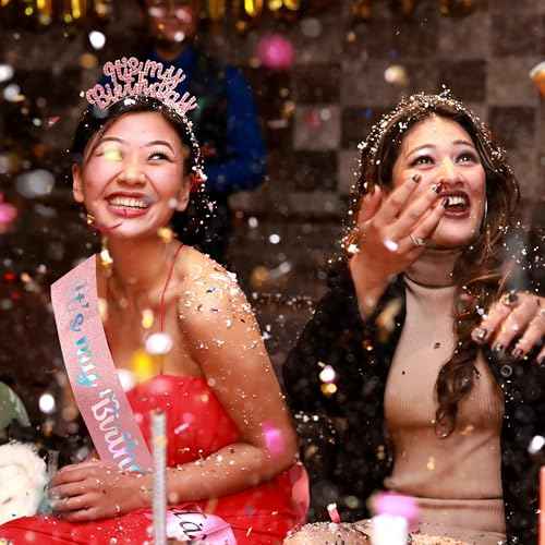 AOPRIE Silver Pink Rhinestone Birthday Tiara & Crowns for Women & Girls, 2 Pack