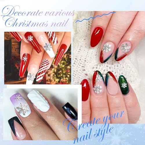 20PCS Silver Snowflake Nail Charms for DIY Christmas Nails