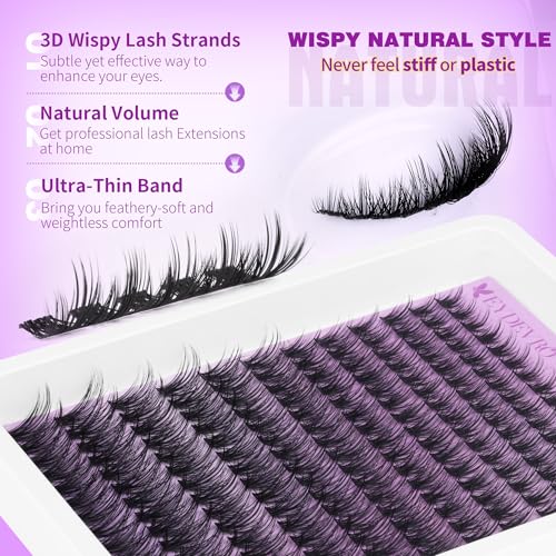 EYDEVRO Wispy Lash Clusters Natural Eyelash Clusters 9-18mm Cluster Eyelash Extensions CD Curvature 192 Pcs Manga Cluster Lashes Individual Lashes DIY Lash Extensions