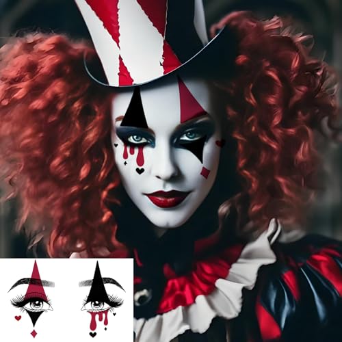 Halloween Face Makeup Tattoos Stickers - 12 Sheets Waterproof