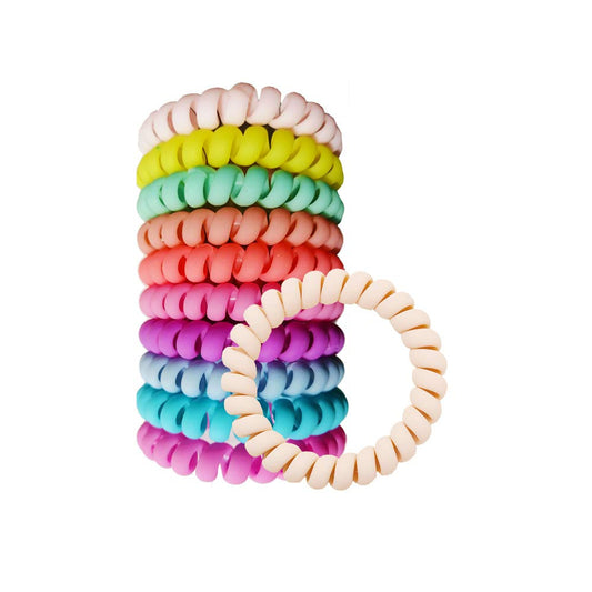 Spiral Hair Ties ,Colorful Coil Hair Ties,Phone Cord Hair Ties Elastics Accessories (10, Matte light)