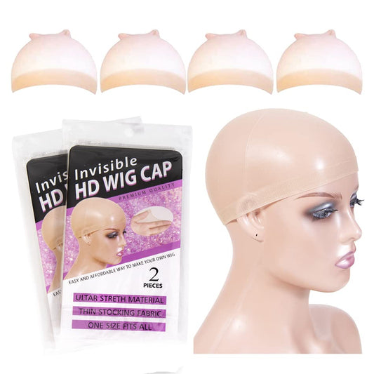 Tinashe 4pcs HD Wig Caps Transparent HD Wig Cap Stocking Cap Invisible Wig Cap Thin Nylon Cap HD Wig Cap for Lace Front Wig Accessories for Women (2Pack/4PCS)