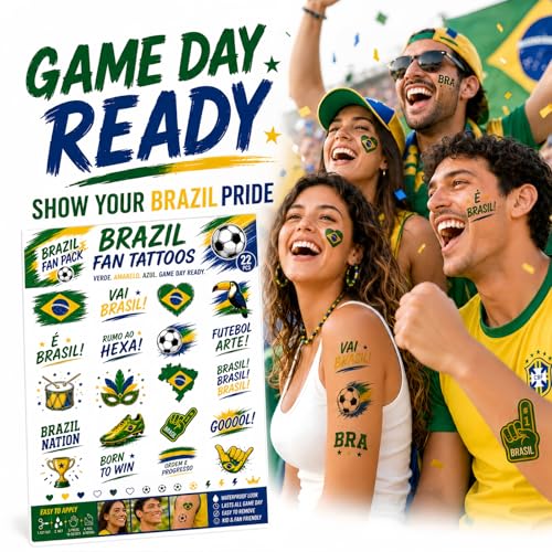 World Cup Temporary Tattoos - 22 Soccer Fan Designs, Waterproof