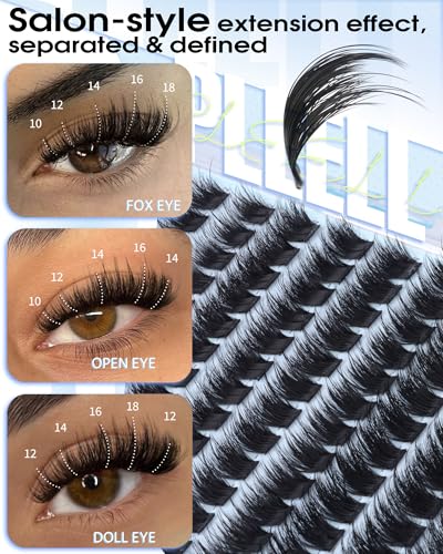 Pleell Wispy Fluffy Lash Clusters 10-18mm D Curl Volume Eyelash Extensions