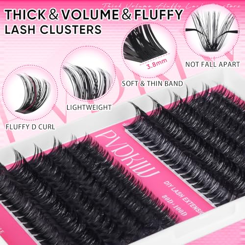 Fluffy Lash Clusters Kit 80D+100D D Curl Extensions 10-18mm