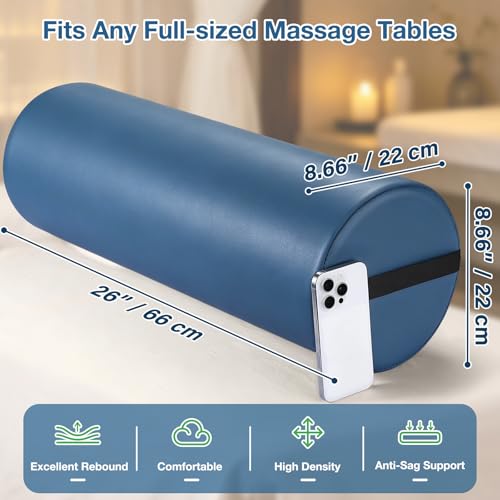 PU Leather Massage Bolster Pillow 26x9 Inch with Strap Handle
