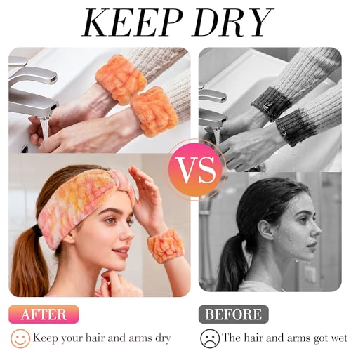 Spa Headband & Wristband Set - 9 Pc Skincare Bundle