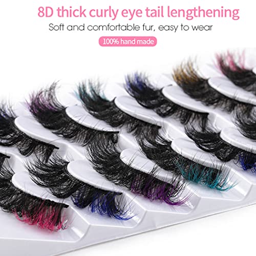 Uranian Colored Mink False Eyelashes 7 Pairs D Curl Fluffy