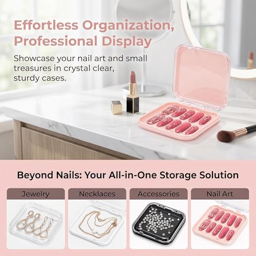 Jucoan 32 Pack Press On Nail Storage Boxes with 120 Adhesive Tapes