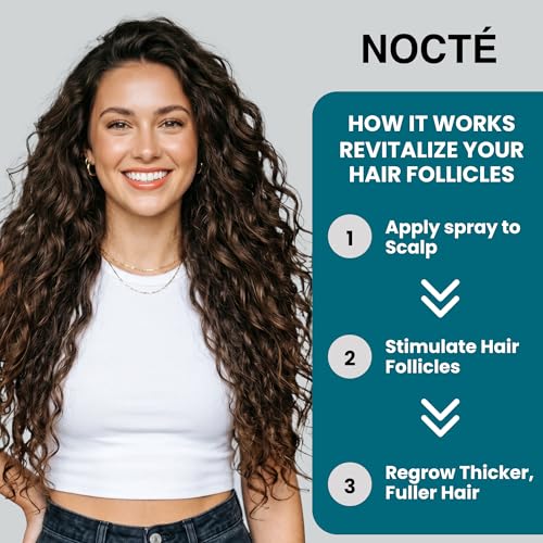 NOCTE 2% Minoxidil Hair Regrowth Serum Spray with Biotin & Caffeine for Thicker Hair
