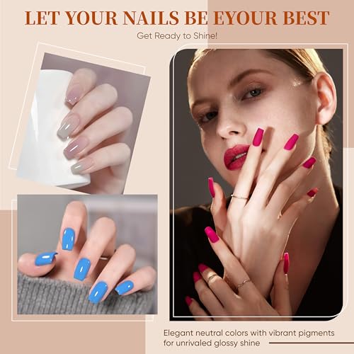 Gel Nail Polish Starter Kit with UV LED Nail Lamp & Base Top Coat