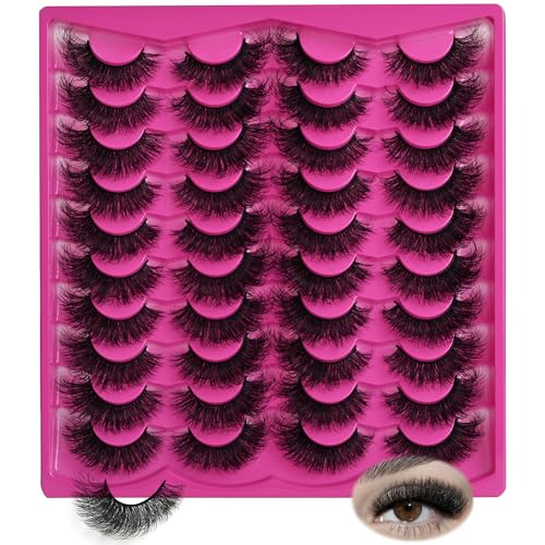 Mink Lashes 20mm Faux Mink Lashes Cat Eye Big Long False Eyelashes Dramatic Soft 3D Volume 20 Pairs Strip Eyelashes Pack by INSPEAUTY