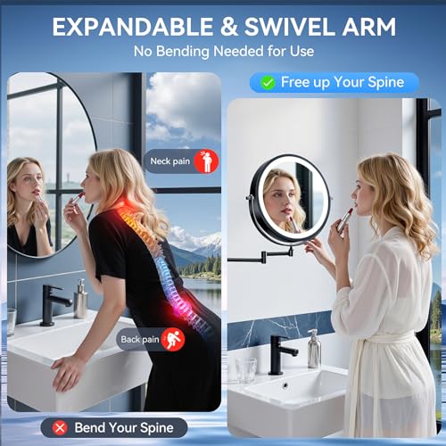 Auxmir 9" Lighted Magnifying Makeup Mirror 1X/30X Dual-Sided