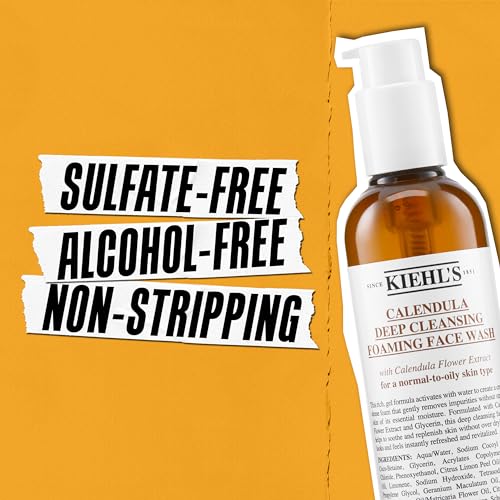 Kiehl's Calendula Deep Cleansing Face Wash, Balances Skin While Gently Removing Impurities, Soothing and Refreshing, Boosts Moisture Barrier for Soft-Feeling Skin, Paraben and Sulfate Free