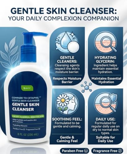 Gentle Hydrating Facial Cleanser for Sensitive Skin - Paraben & Fragrance Free, 8oz