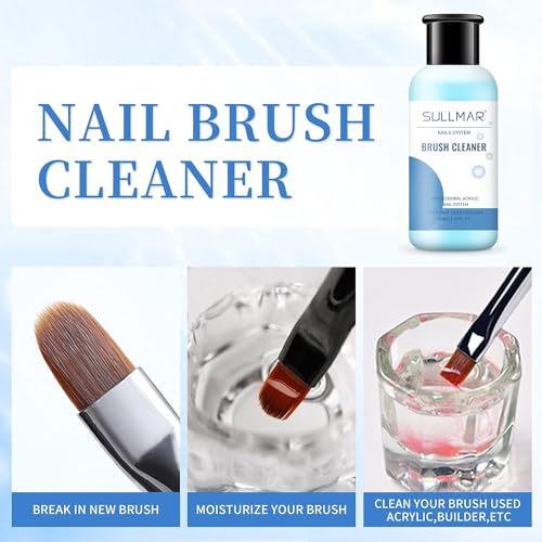 SULLMAR Nail Art Brush Cleaner & Restorer Quickly Clean Gel Nail Brushes Nail Brush Preserver for Any Nail Art Brush DIY Salon at Home 1.35fl.oz