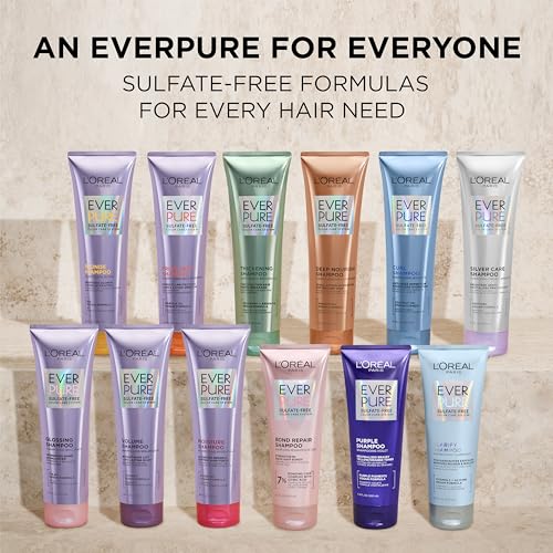 L'Oreal Paris EverPure Brightening and Nourishing Shampoo for Gray Hair, Sulfate-Free Vegan Formula with Peptides, 8.5 Fl Oz