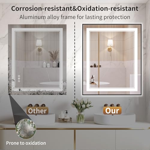 30"x36" LED Bathroom Mirror with Anti-Fog, Dimmable & Backlit