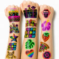96 Neon Temporary Tattoos for Kids & Adults - 8 Sheets