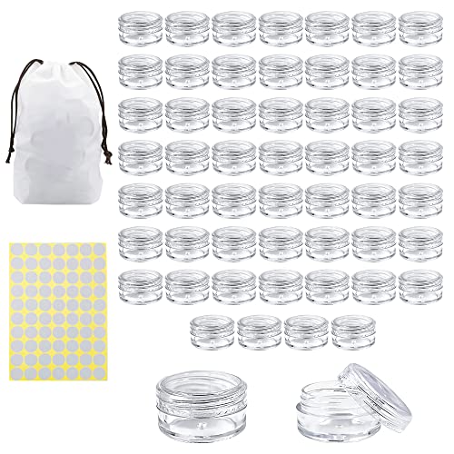 55Pcs 5g Clear Acrylic Sample Containers with Lids & Labels