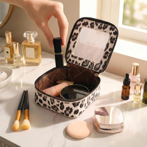 Montana West X Wrangler Clear Makeup Bag Travel Cosmetic Bag Portable Make Up Toiletry Organizer for Women Leopard