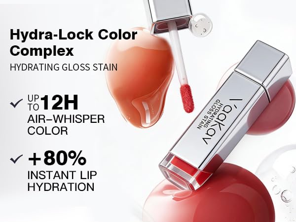 Glossy Lip Stain - Hydrating Tinted Lip Oil with Long-Lasting Color